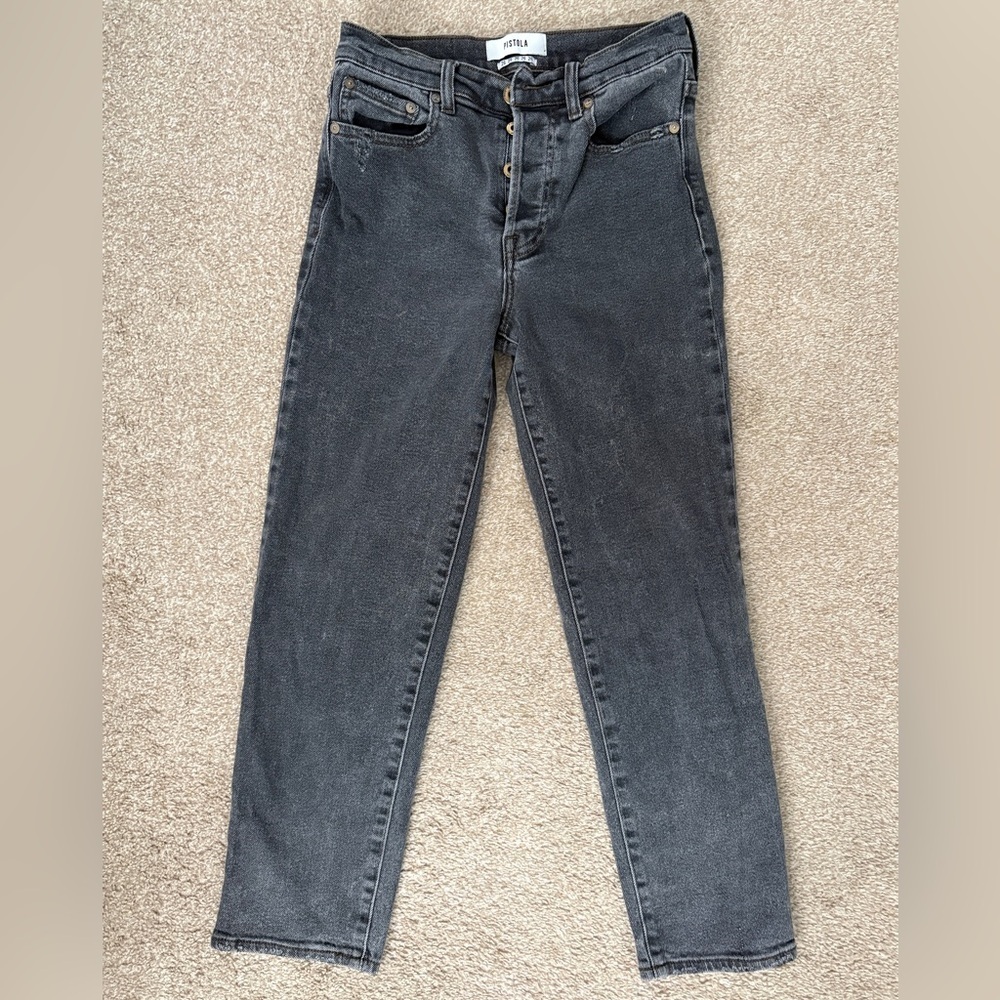 Pistola Charlie High Rise Straight Leg Cropped Jeans Memento Y2K Grunge Style - Picture 2 of 8